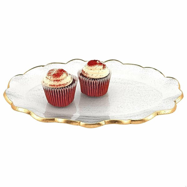 Homeroots 10 in. Glass Oval Edge Gold Serving Platter 375751